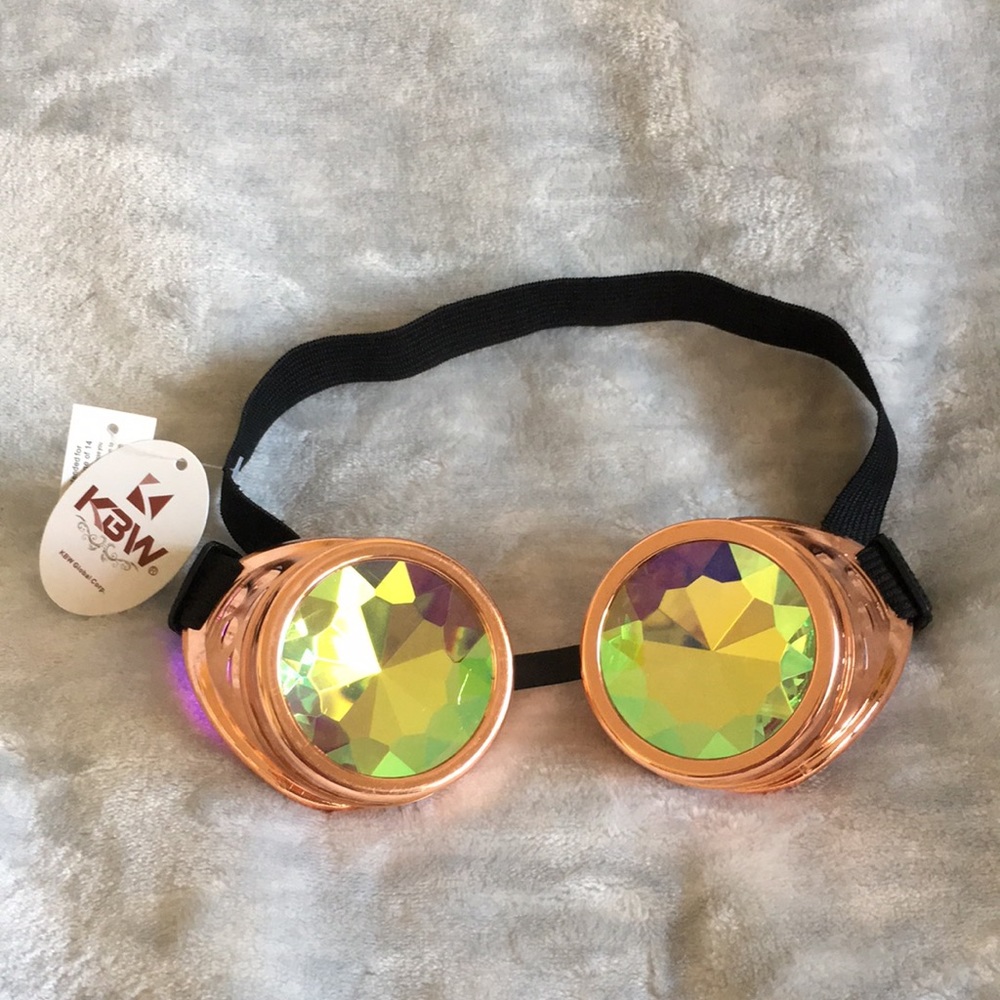 Steampunk Beveled Irridescent Goggles Mask Costume  Accessory Halloween NWT copr